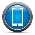 Smartphone icon premium blue round button vector illustration Royalty Free Stock Photo