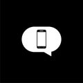 Smartphone icon. Quote speech bubble isolated on dark background
