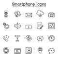 Smartphone icon set in thin line style Royalty Free Stock Photo