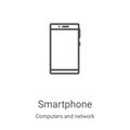 smartphone icon vector from computers and network collection. Thin line smartphone outline icon vector illustration. Linear symbol Royalty Free Stock Photo