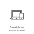 smartphone icon vector from computers and network collection. Thin line smartphone outline icon vector illustration. Linear symbol Royalty Free Stock Photo