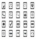 Smartphone icons. Functions smartphone