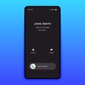 Smartphone incoming call screen mockup. Mobile phone interface swipe to answer accept decline button. Vector illustration Royalty Free Stock Photo