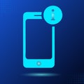 Smartphone with information icon on blue background for mobile technology data concept Royalty Free Stock Photo