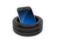 Smartphone inside car tire