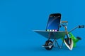 Smartphone inside wheelbarrow