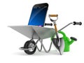 Smartphone inside wheelbarrow