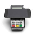 Smartphone integrated with a card payment terminal for mobile transactions Royalty Free Stock Photo
