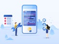 Smartphone interface building process, mobile app build. Mobile application development process Royalty Free Stock Photo