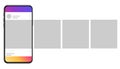 Smartphone with interface carousel post on social network. Mockup of the mobile application on the screen on phone