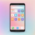 A smartphone interface features a clean, gradient background transitioning from pink