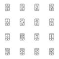 Smartphone interface line icons set