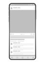 Smartphone interface post. Mock up with carousel interface post on social network. Social media mobile app page template