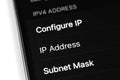 iPhone with Settings, IPV4 address Configure IP