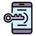 Smartphone key protection icon color outline vector Royalty Free Stock Photo