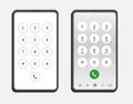 Smartphone with a keypad on the screen. Cellphone panel with numbers and letters. Mobile phone display. Vector Illustration Royalty Free Stock Photo