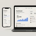 Smartphone and laptop showcasing analytics and dashboard interfaces. Royalty Free Stock Photo