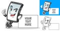 Smartphone Leaning on Empty Board Cartoon Character Mascot Illustration