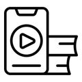 Smartphone lesson icon outline vector. Digital study Royalty Free Stock Photo