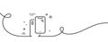 Smartphone line icon. Phone cover sign. Mobile device. Continuous line with curl. Vector