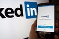 Smartphone with Linkedin.com homepage