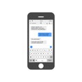 smartphone with live chatting pattern sms bubblest. Phone SMS chat composer. Put your own text in message. Creative vector