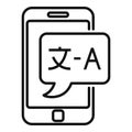 Smartphone live translation icon, outline style