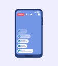 Smartphone live video stream. Streaming videos on cellphone with ui inspired by facebook. Vector template Royalty Free Stock Photo