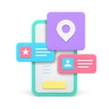 Smartphone location map application button user interface window label realistic 3d icon vector Royalty Free Stock Photo