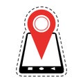 Smartphone location pin map gps cut line
