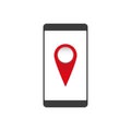 Smartphone location pin map gps vector illustration.