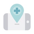 Smartphone location pointer app health care medical flat style icon