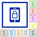 Smartphone lock flat framed icons
