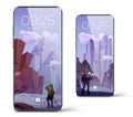 Smartphone lock screens with traveler in mountains