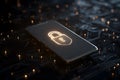 Smartphone locked behind a glowing digital shield, concept of cybersecurity and data protection Royalty Free Stock Photo