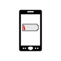 Smartphone low batt flat icon vector Royalty Free Stock Photo