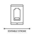 Smartphone low battery linear icon