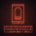 Smartphone low battery neon light icon