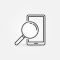 Smartphone with Magnifier linear vector concept icon