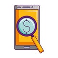 Smartphone magnifying glass dollar symbol Royalty Free Stock Photo