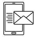 Smartphone mail inbox icon, outline style