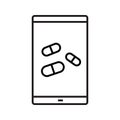 Smartphone medical app linear icon