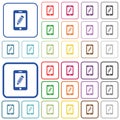 Smartphone memo outlined flat color icons