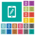 Smartphone memo square flat multi colored icons