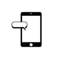 Smartphone Message icon flat in black with chat, sms, tweet, instant messaging, mobile messenger concepts for websites, web