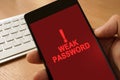 Smartphone and message weak password.