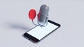 Smartphone with microphone and pop filter Royalty Free Stock Photo