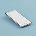 A smartphone with a minimalist design lies on a light blue surface. Royalty Free Stock Photo