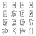 Smartphone Mobile device icon illustration vector set. Contains such icon as Fast Charge, Multi sim, Screen shield, Tempered glass