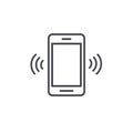 Smartphone or mobile phone ringing vector icon, line art outline cellphone call or vibrate pictogram, ring of phone